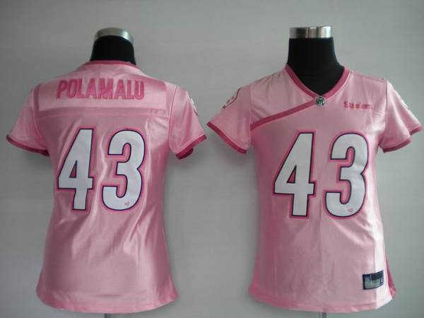 Steelers #43 Troy Polamalu Pink Lady Stitched NFL Jersey